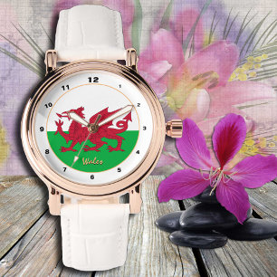 Red Dragon watch, Wales mode, Welsh Flagga Armbandsur