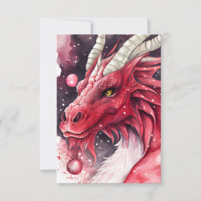 Red Dragon Watercolor Art Tack Kort (Framsida)