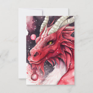 Red Dragon Watercolor Art Tack Kort