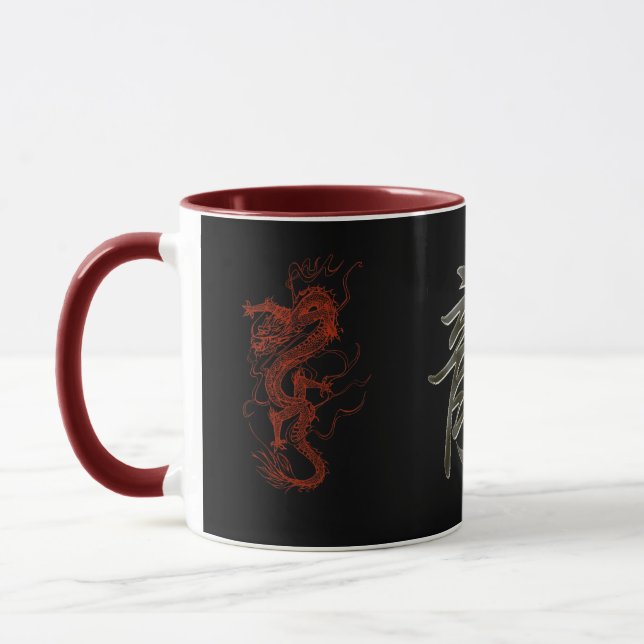 Red Dragon Year of the Dragon Asian Art Design Mug Mugg (Vänster)