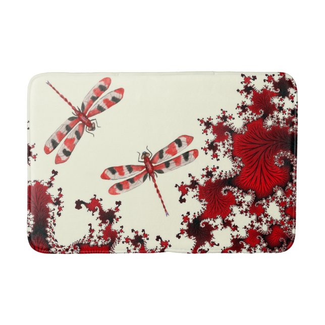 Red Dragonflies Bath Mat Badrumsmatta (Framsidan)