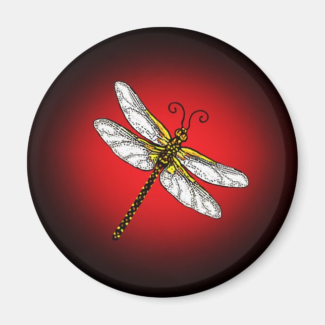 Red Dragonfly Dragonflies Magnet (Framsidan)