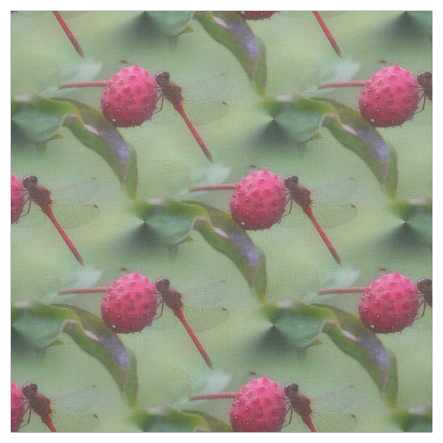 Red Dragonfly Insekt Nature Mönster Tyg (Provkarta)