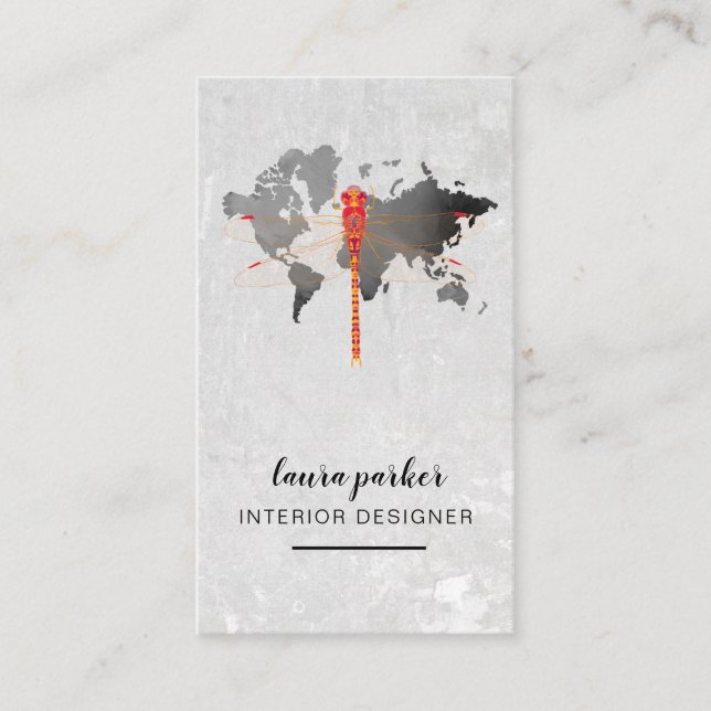 Red Dragonfly Kreativ Designer World Map Visitkort (Framsida)