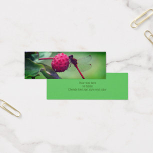 Red Dragonfly Nature Mini Bookmark Litet Visitkort
