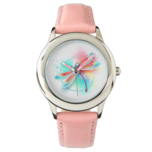 Red dragonfly on watercolor background armbandsur