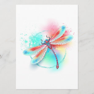 Red dragonfly on watercolor background meny