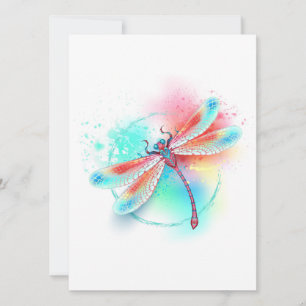 Red dragonfly on watercolor background spara datumet