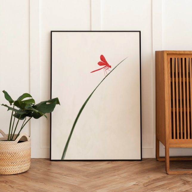 Red Dragonfly Zen Minimalist Wall Art Fototryck (Skapare uppladdad)