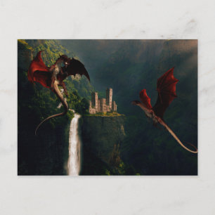 Red Dragons Castle Fantasy liggande Vykort