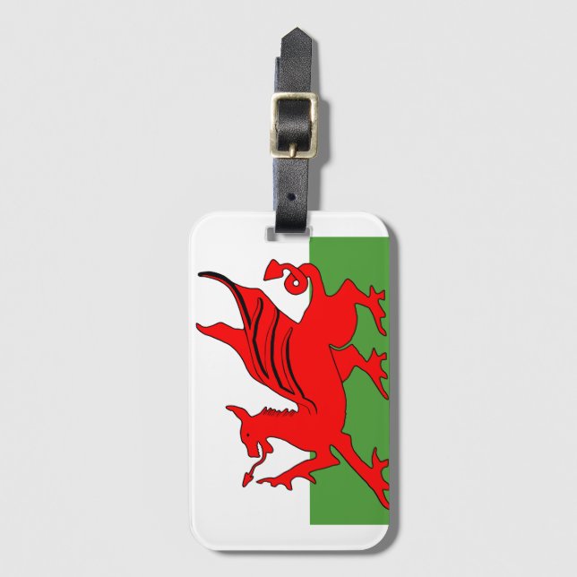 Red draon Welsh flagga Bagagebricka (Framsida vertikal)