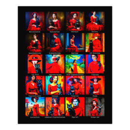 Red Dress Black Cat Art Rörelser Fototryck