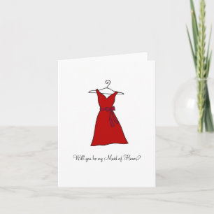 Red Dress, blir du min Maid of honor? Inbjudan