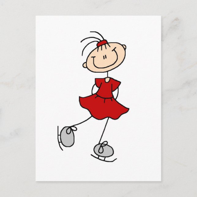 Red Dress Figur Skater Tshirts och Gifts Vykort (Framsida)