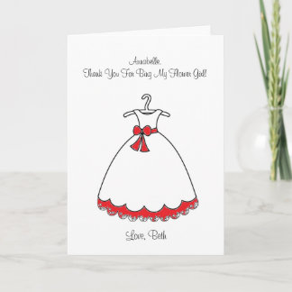 Red Dress Flower Girl Card Tack Kort