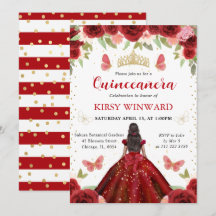 Red Dress Mörk Skin Princess Quinceanera