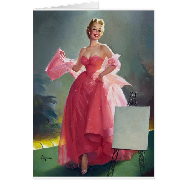 Red Dress Pin Up Hälsningskort (Framsidan)
