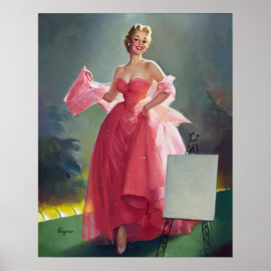 Red Dress Pin Up Poster