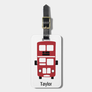 Red dubbla decker buss anpassningsbar bagagetagg bagagebricka
