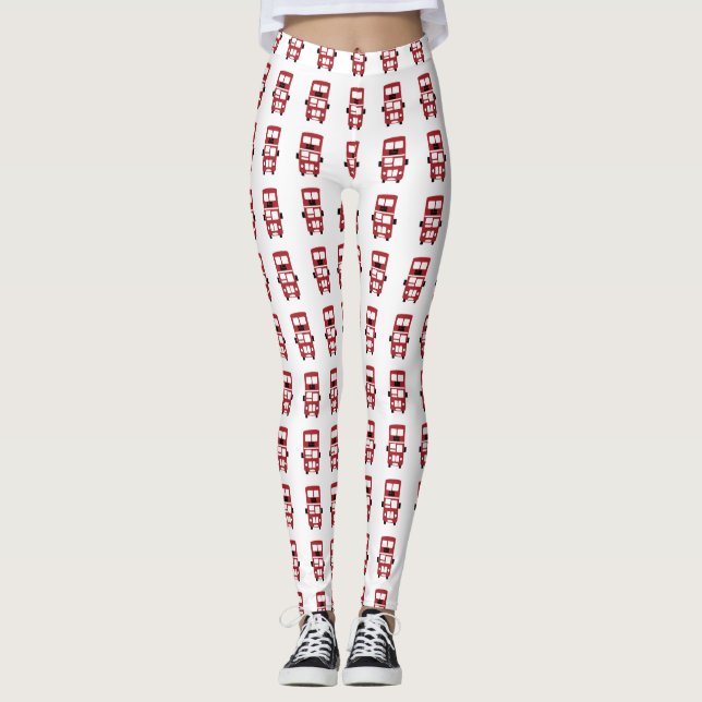 Red dubbla decker buss design leggings (Framsida)