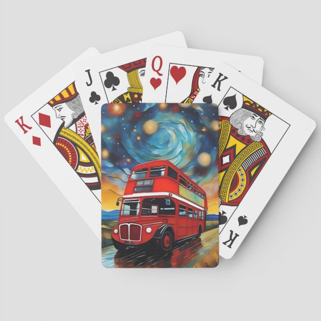 Red Dubbla Decker Buss på en stjärnnatt, Casinokort (Baksidan)