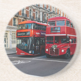 Red Dubbla Decker Buss Underlägg Sandsten