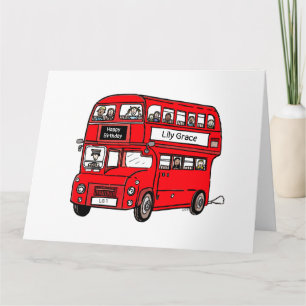 Red Dubbla Decker London Buss Birthday Card Kort
