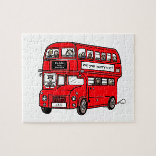 Red Dubbla Decker London Buss Bröllop Frieri Pussel