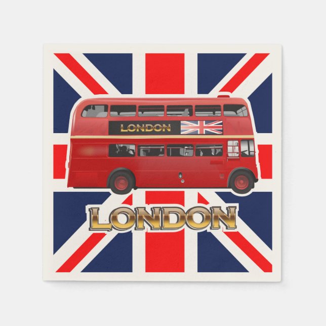 Red Dubbla-Decker London Buss Pappersservett (Framsidan)
