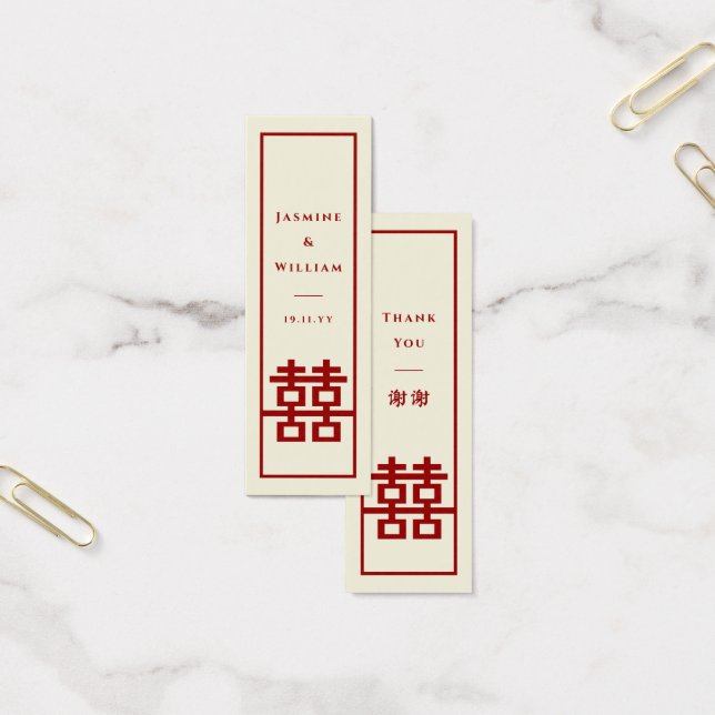 Red Dubbla Happity Chinese Bröllop DIY Gift Märkre Litet Visitkort (Kontor)