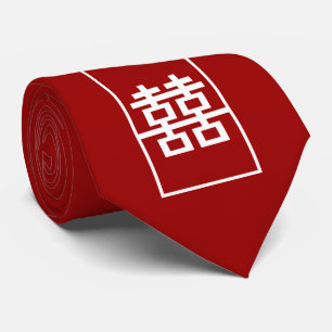 Red Dubbla Happity Chinese Bröllop Oriental Tie Slips