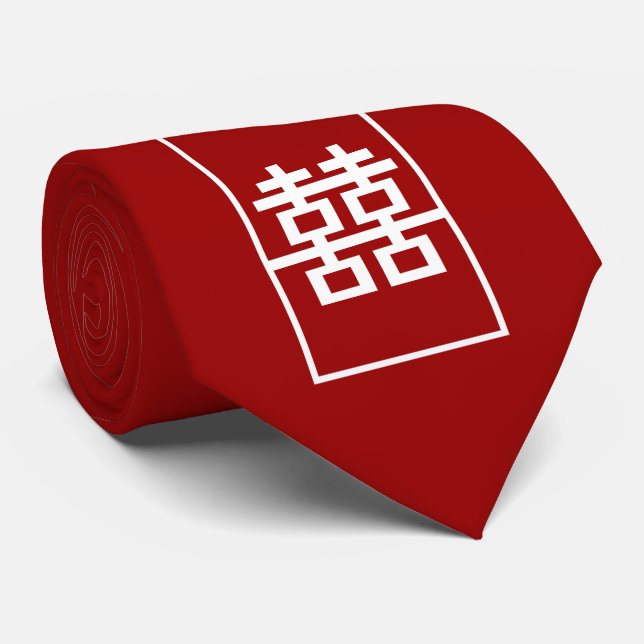 Red Dubbla Happity Chinese Bröllop Oriental Tie Slips (Rullad)