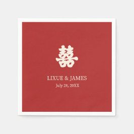 Red Dubbla Happy Chinese calligraphy asian N Pappersservett