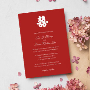 RED Dubbla Happy Kinesisk calligrafi asian Inbjudningar