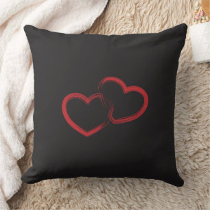 Red Dubbla Heart Dekorativ kudde