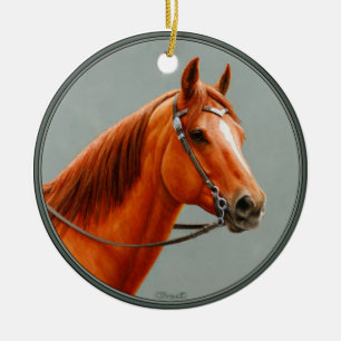 Red Dun Chestnut Sorrel Western Quarter Horse Julgransprydnad Keramik