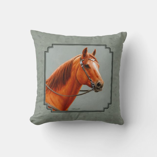 Red Dun Chestnut Sorrel Western Quarter Horse Kudde (Framsida)