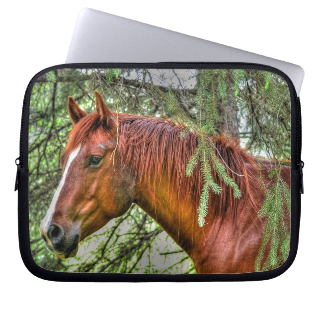 Red Dun Horse and Forest Animal-älskare Photo Laptop Fodral (Framsidan)