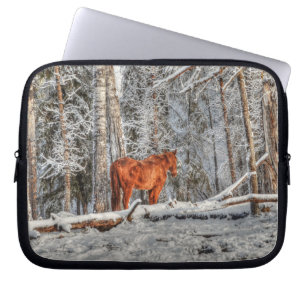 Red Dun Horse and Forest at Sunrise Equine Photo Laptop Fodral