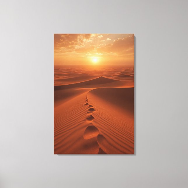 Red Dune Horizon – Sunlit Desert Path Canvas Print (Framsida)
