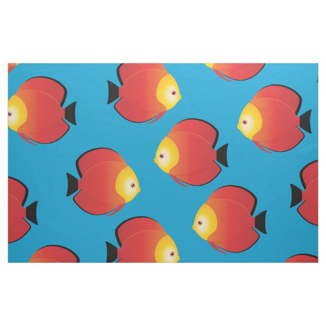 Red Duscus Tropical Fish Print Mönster Tyg (Fat Quarter)