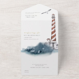 RED DUSKY BLUE LIGHTHOUSE HAVA WATERCOLOR BRÖLLOP