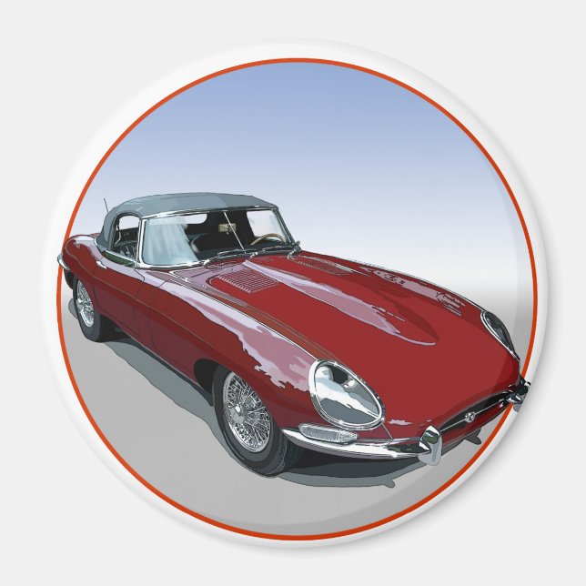 Red E Type Roadster Magnet (Framsidan)