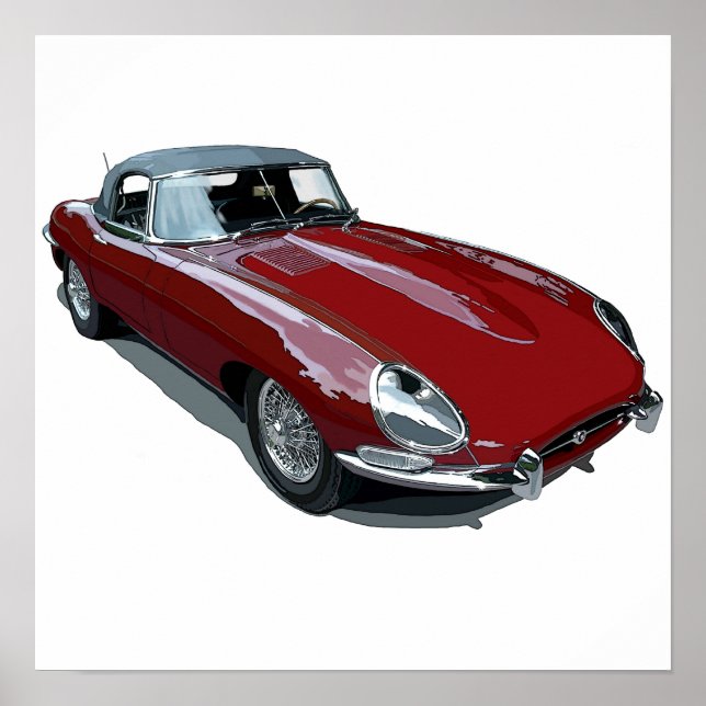 Red E Type Roadster Poster (Framsidan)