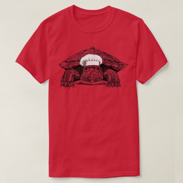 Red Eared Slider Turtle Animal Chef Funny Cooking  T Shirt (Design framsida)