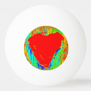 Red eart ping pong boll