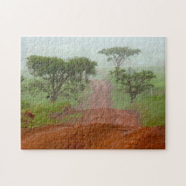Red Earth Road Veldt Mist South Afrika. Pussel (Horisontell)
