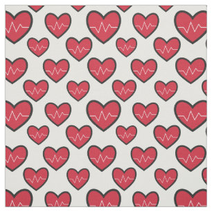 Red ECG Hearts Medical Mönster Tyg