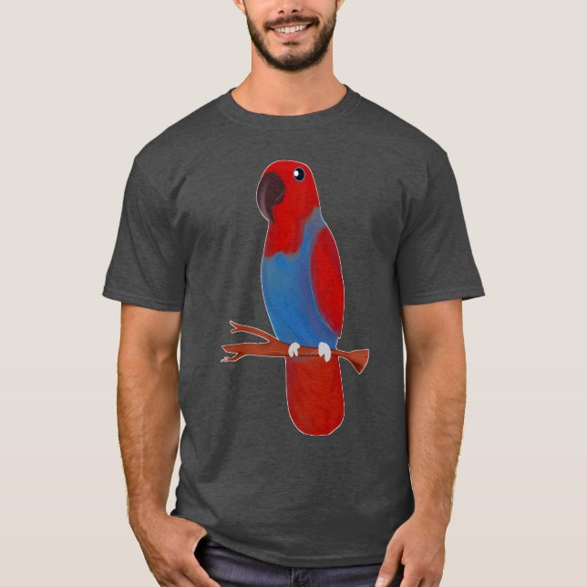 Red Eclectus Parrot Female Bird Teckning vän T Shirt (Framsida)