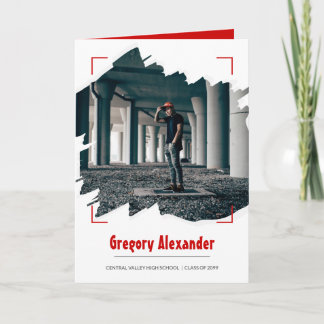 Red Edgy Abstrakt Brushstroke Photo Studenten Inbjudan